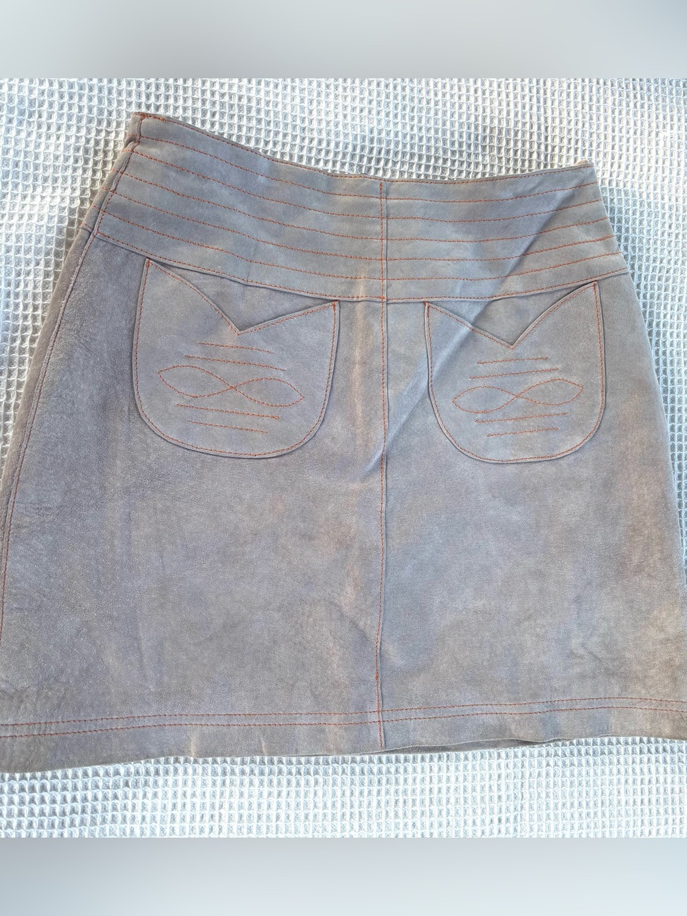 MAXiMA Y2K Wilson Leather Beige/Tan Suede Mini Skirt Sz 0